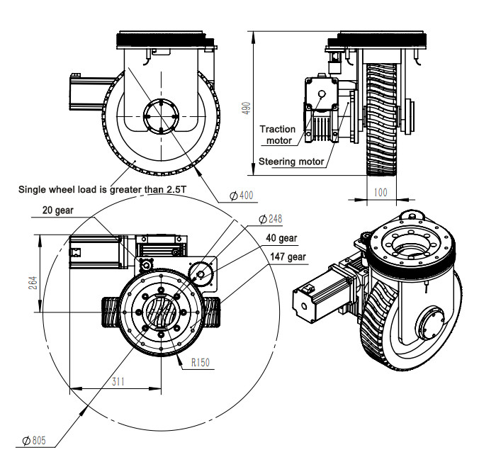 Motore senza spazzola resistente della ruota motrice del AGV di ZL-490 ZHLUN 2T con il regolatore